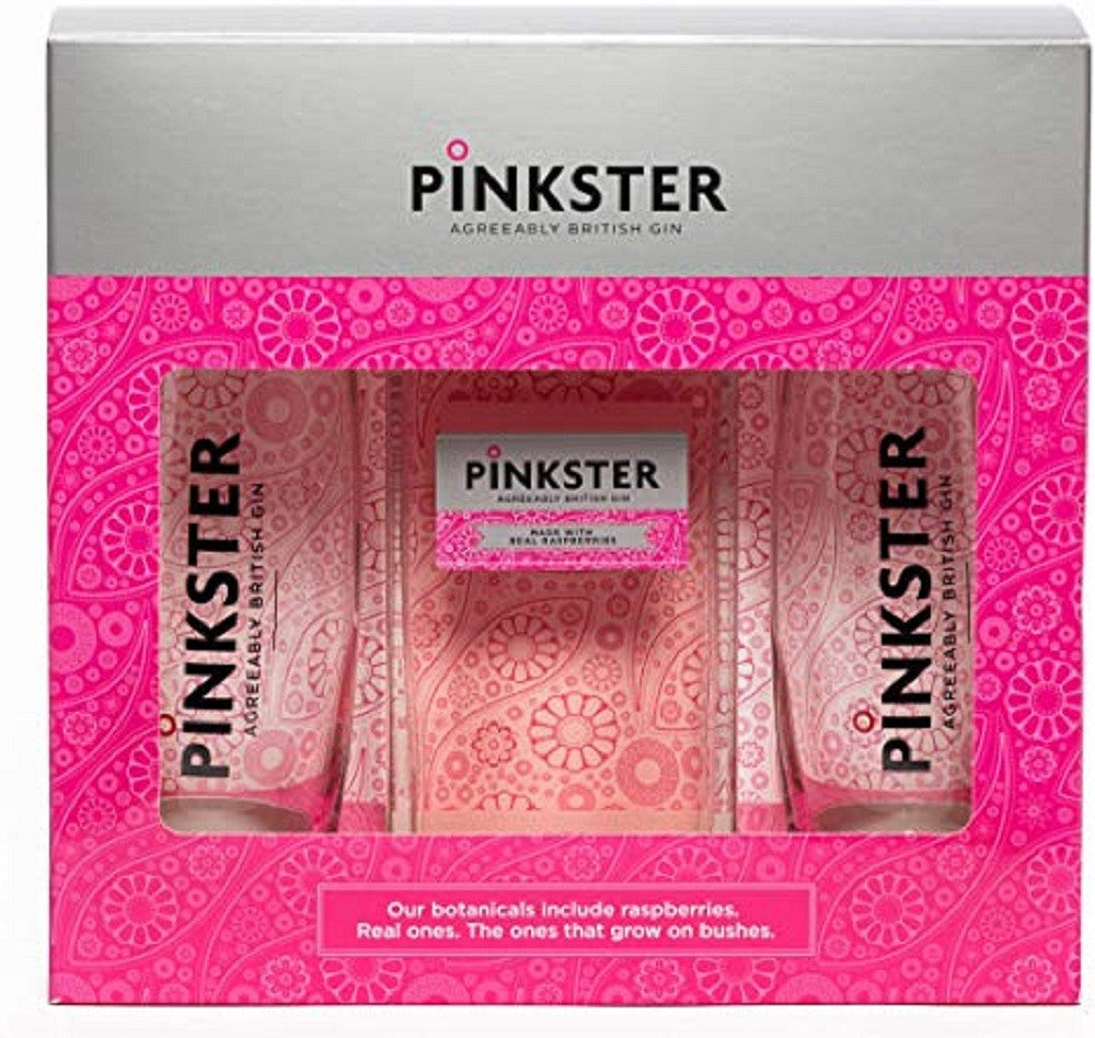 pinkster gin and 2 highball glasses gift set | british gin