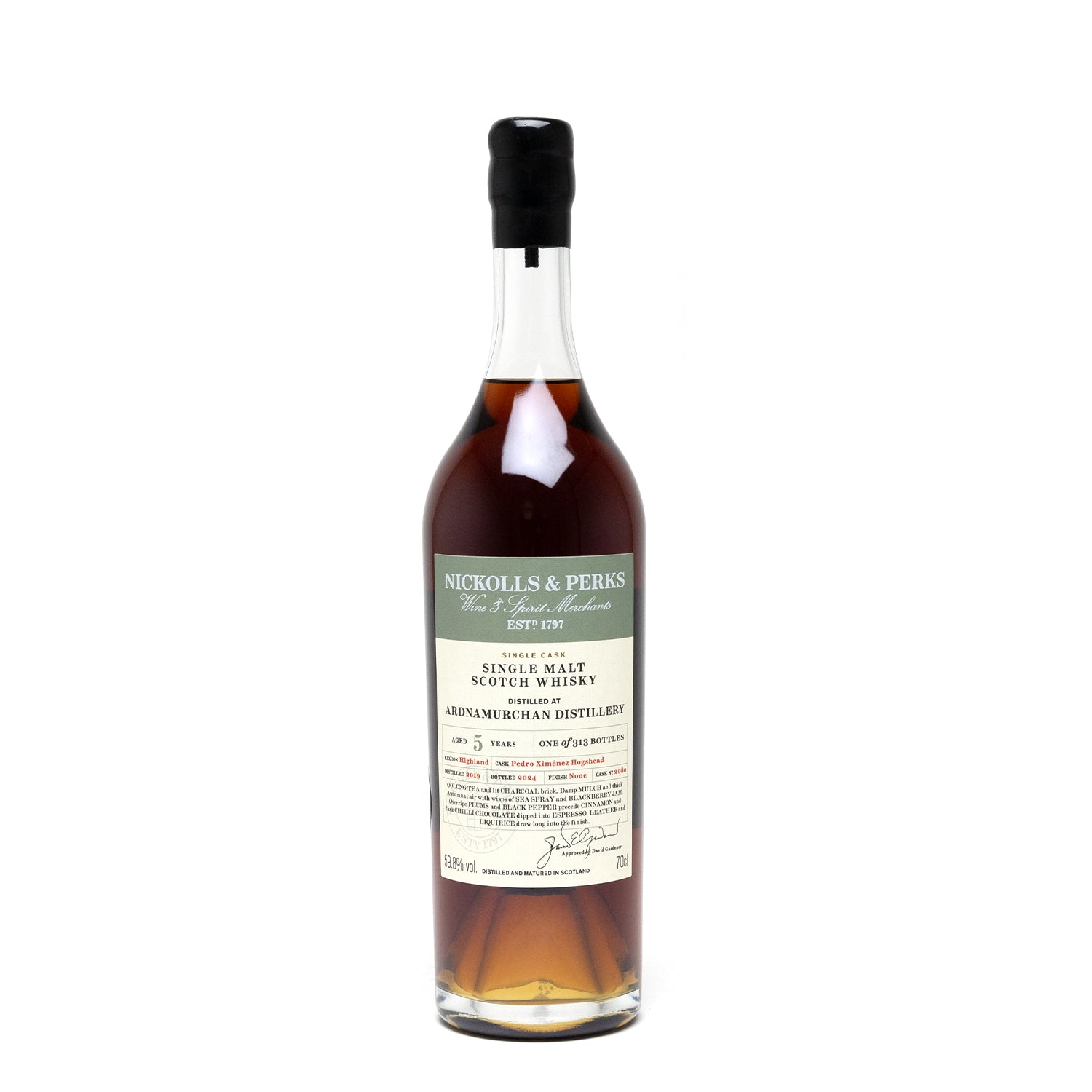 Ardnamurchan 5 Year Old 2019 (Cask 2080) Peated PX – Nickolls & Perks 59.8%