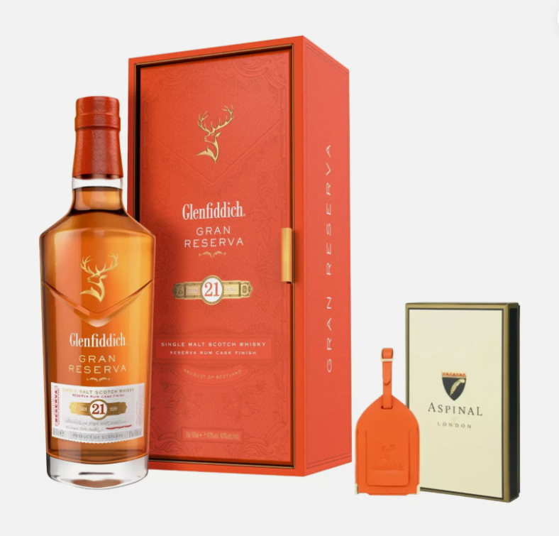 Glenfiddich 21-Year-Old Gran Reserva Rum Cask Finish + Aspinal Branded Luggage Tag