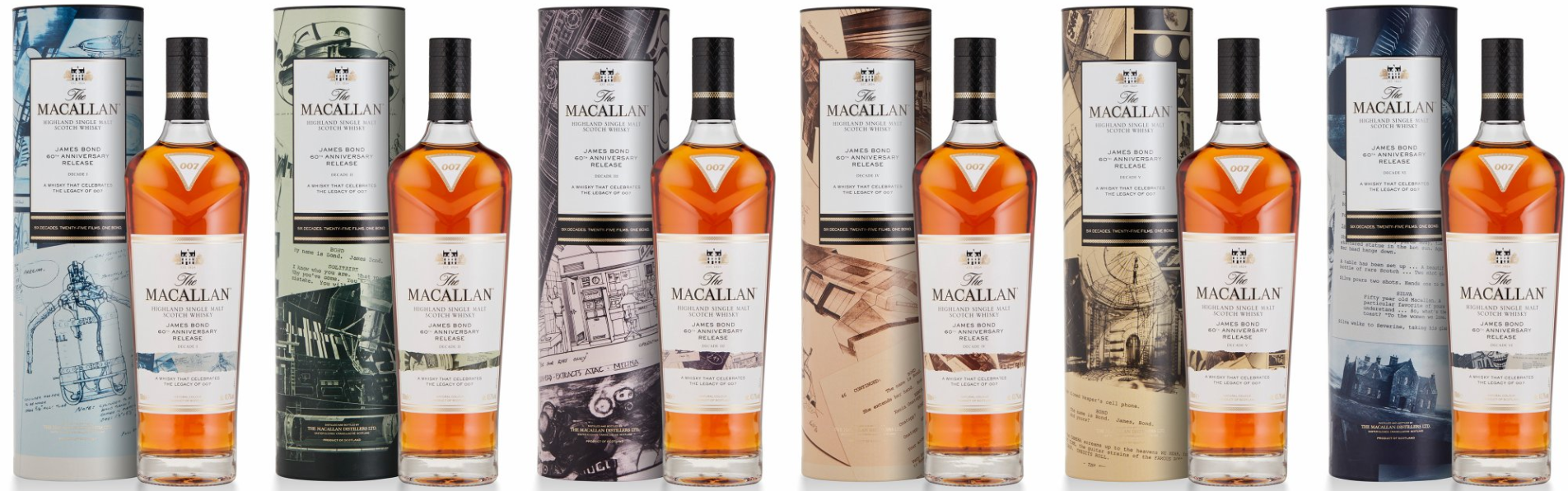 Macallan James Bond 60th Anniversary Release - Full Set