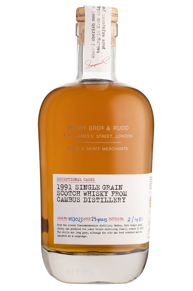 cambus 1991 29 year old cask103023 exceptional casks berry bros and rudd | scotch whisky