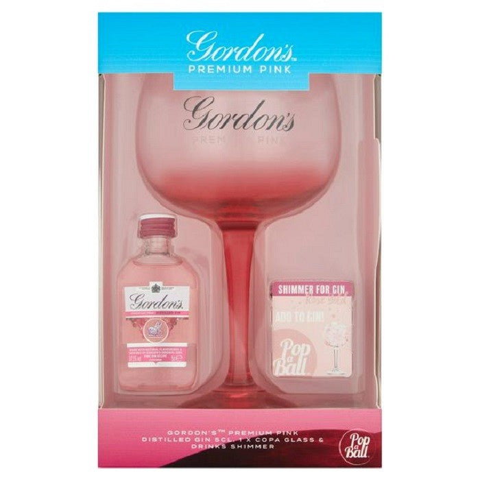 gordons pink glass and shimmer gift set | english gin