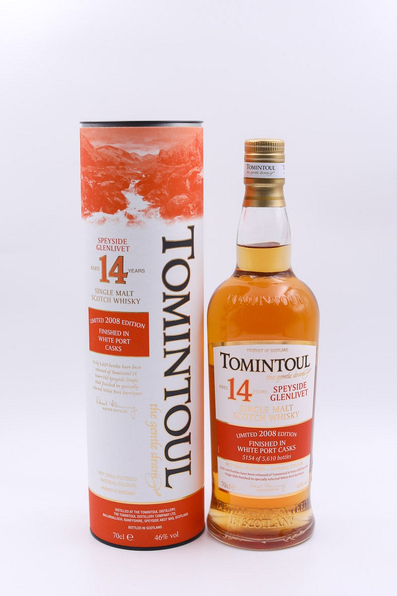 tomintoul 14 years old limited edition 2008 white port cask finish| scotch whisky